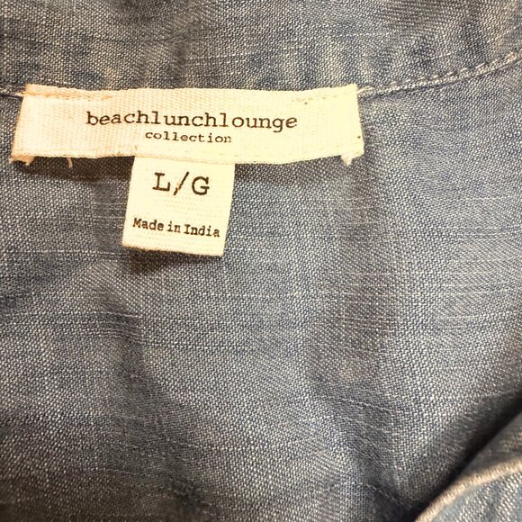 BeachLunchLounge Chambray Sleeveless Button-Up | Denim Tank Top | Size L - Picture 7 of 8